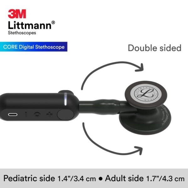 3M Littmann CORE Digital Stethoscope, Our Most Advanced Stethoscope Yet, Up To 40x Amplification*, Active Noise Cancellation, In-App Sound Wave Visualization, Black-Finish Chestpiece, 8480 - Image 3