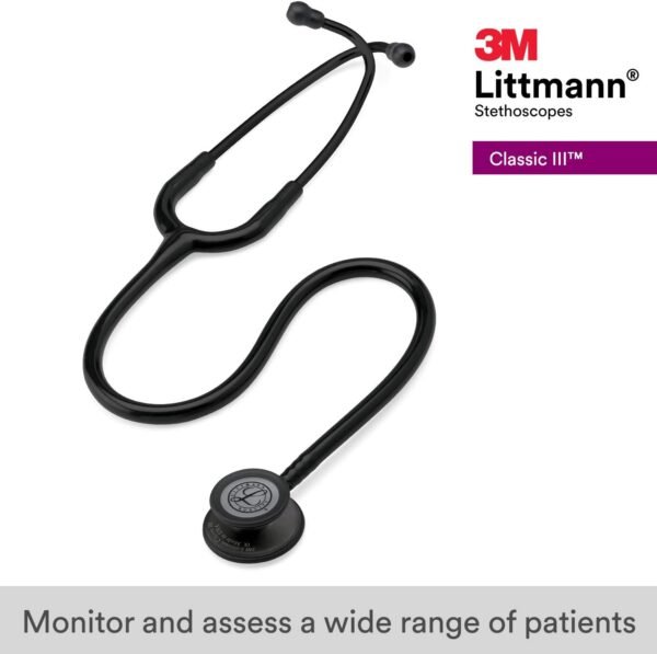 3M™ Littmann® Classic III™ Stethoscope, Black Edition Chestpiece, Black Tube, 27 inch, 5803 - Image 6