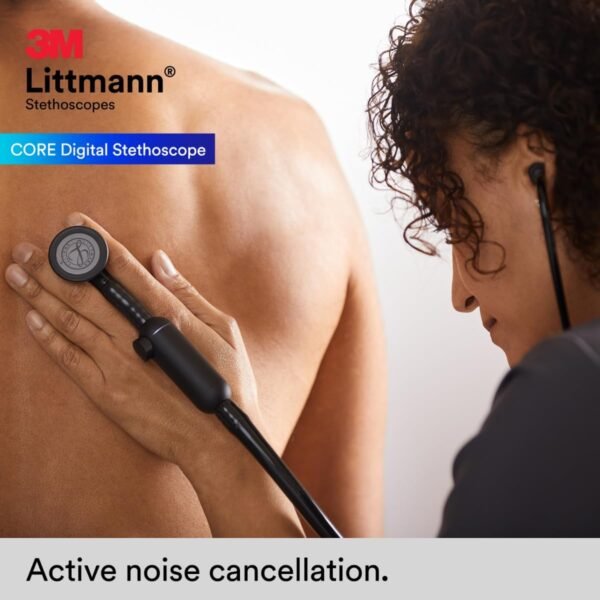 3M Littmann CORE Digital Stethoscope, Our Most Advanced Stethoscope Yet, Up To 40x Amplification*, Active Noise Cancellation, In-App Sound Wave Visualization, Black-Finish Chestpiece, 8480 - Image 8