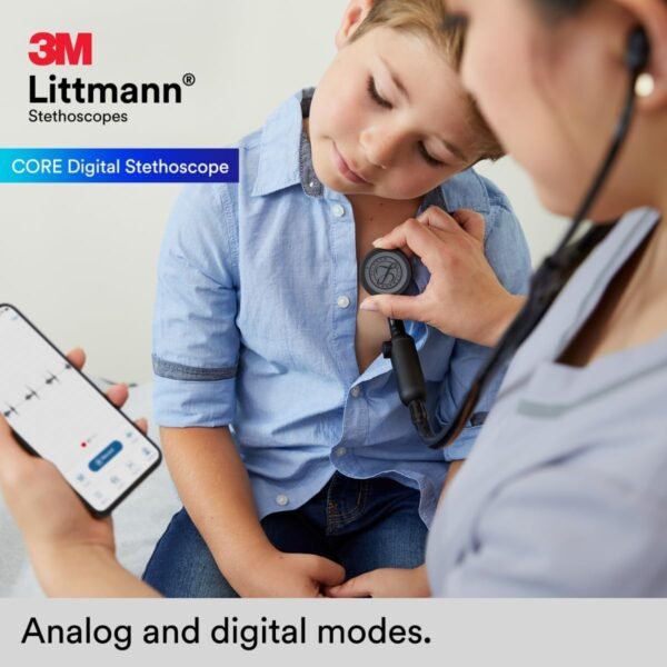 3M Littmann CORE Digital Stethoscope, Our Most Advanced Stethoscope Yet, Up To 40x Amplification*, Active Noise Cancellation, In-App Sound Wave Visualization, Black-Finish Chestpiece, 8480 - Image 5