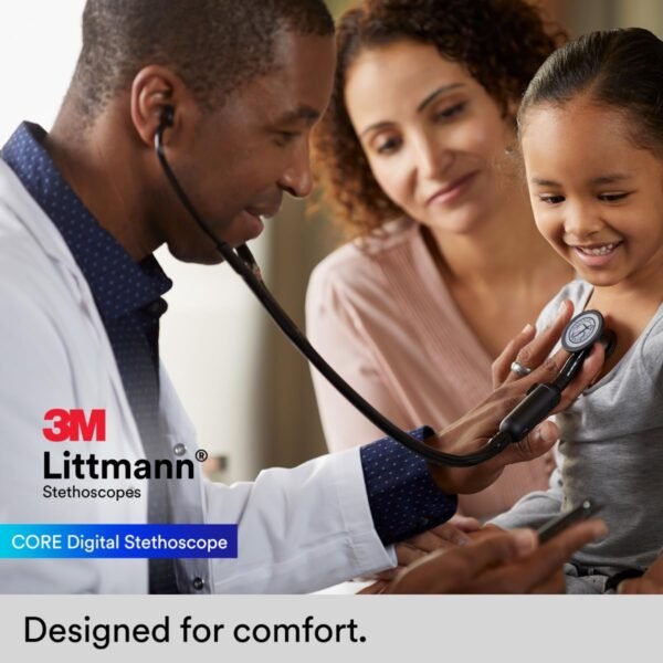 3M Littmann CORE Digital Stethoscope, Our Most Advanced Stethoscope Yet, Up To 40x Amplification*, Active Noise Cancellation, In-App Sound Wave Visualization, Black-Finish Chestpiece, 8480 - Image 6