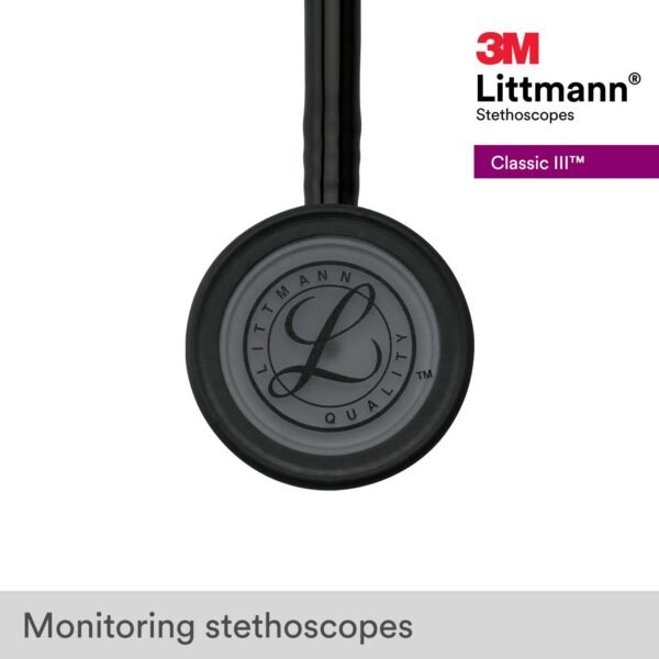 3M™ Littmann® Classic III™ Stethoscope, Black Edition Chestpiece, Black Tube, 27 inch, 5803 - Image 5